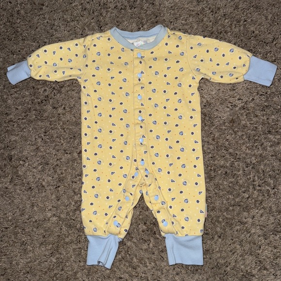 Vintage Gymboree Rainbow Tag Baby Blue/yellow Baseballs & Butterflies Line‎ 1998 - Picture 1 of 5